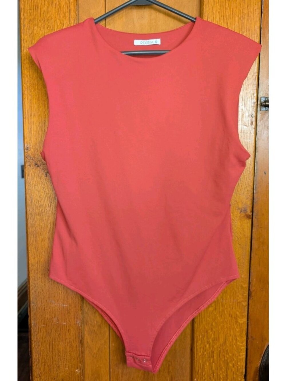 Reoria Red Cap Sleeve Bodysuit Sleeveless Padded Shoulder Muscle Tank Size XL